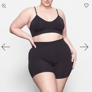 SKIMS Black Seamless Bralette and Shorts